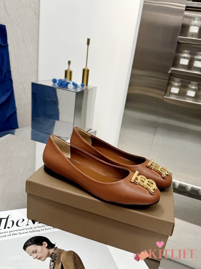kitlife BURBERRY Monogram Motif Pointed-toe Ballerina Shoes In Brown - 1