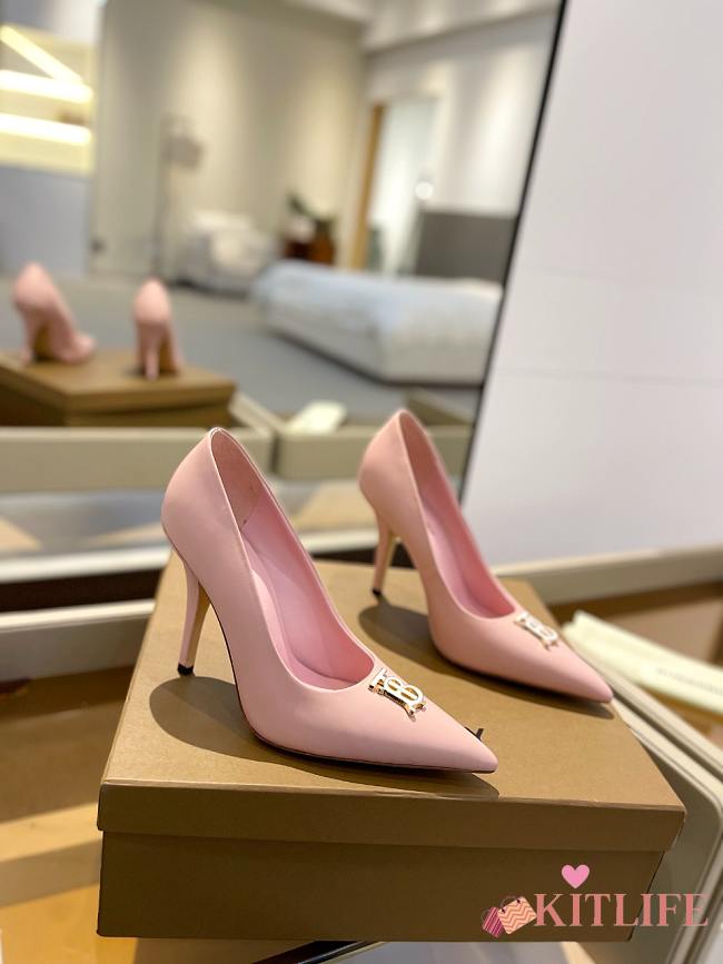 kitlife BURBERRY Leather TB Monogram Pumps 40 Pink - 1