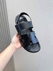 kitlife Hermes Men's Genius Sandals In Black Calfskin  - 3