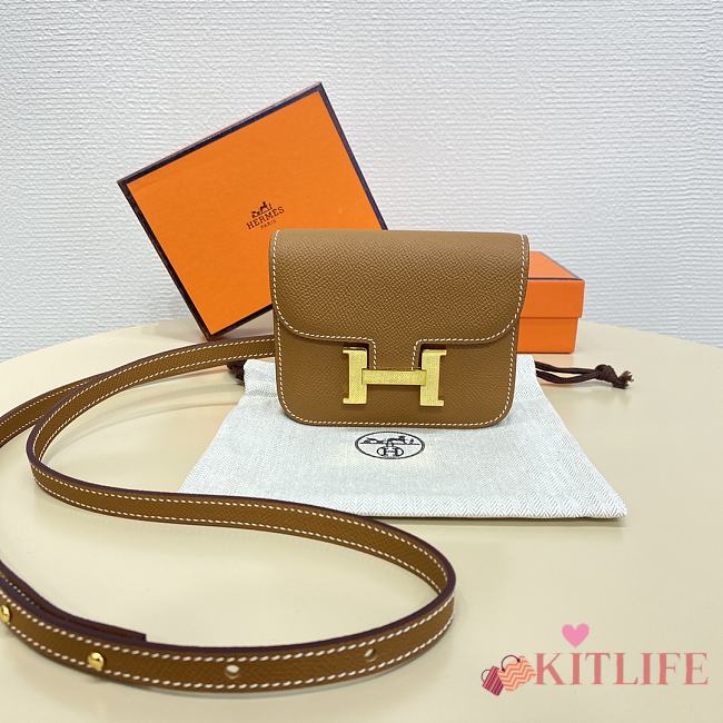 Kitlife Hermes Constance Slim mini bag gold brown - L12.4/H10.2/D3cm - 1