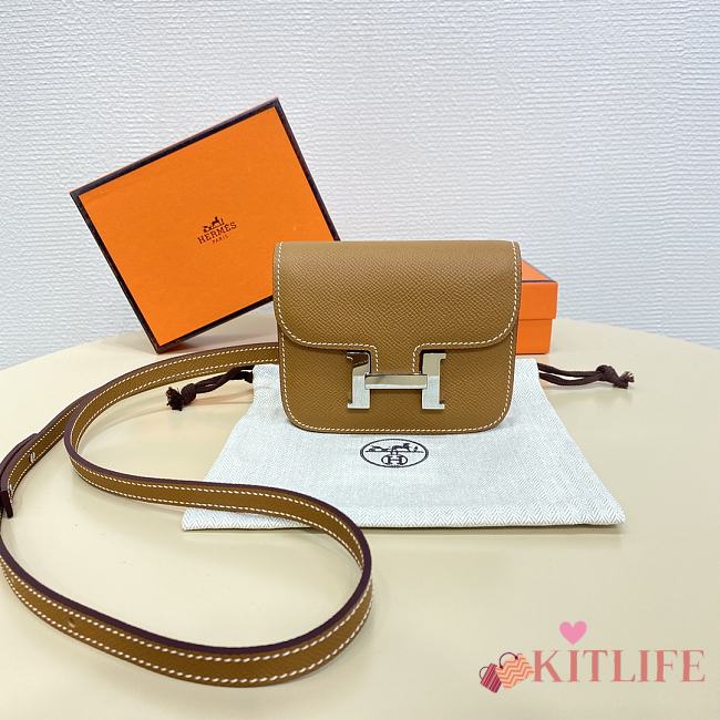 Kitlife Hermes Constance Slim mini bag silver brown - L12.4/H10.2/D3cm - 1