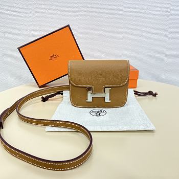 Kitlife Hermes Constance Slim mini bag silver brown - L12.4/H10.2/D3cm