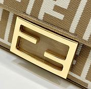 kitlife fendi Baguette Mini Beige FF jacquard fabric bag brown - 20x5x11 cm - 2