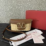 Kitlife Valentino Garavani  Leather and raffia crossbody bag brown - 22x9x17cm - 1