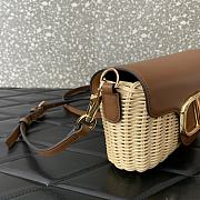 Kitlife Valentino Garavani  Leather and raffia crossbody bag brown - 22x9x17cm - 2