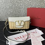 Kitlife Valentino Garavani Leather and raffia crossbody bag white - 22x9x17cm - 1