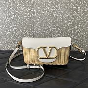 Kitlife Valentino Garavani Leather and raffia crossbody bag white - 22x9x17cm - 2