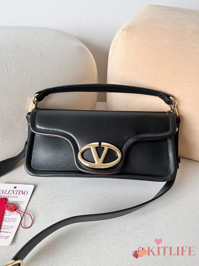 kitlife Valentino Garavani  Mini Leather VLogo 1960 Cross-Body Bag Black - 26 x 13 x 9 cm - 1