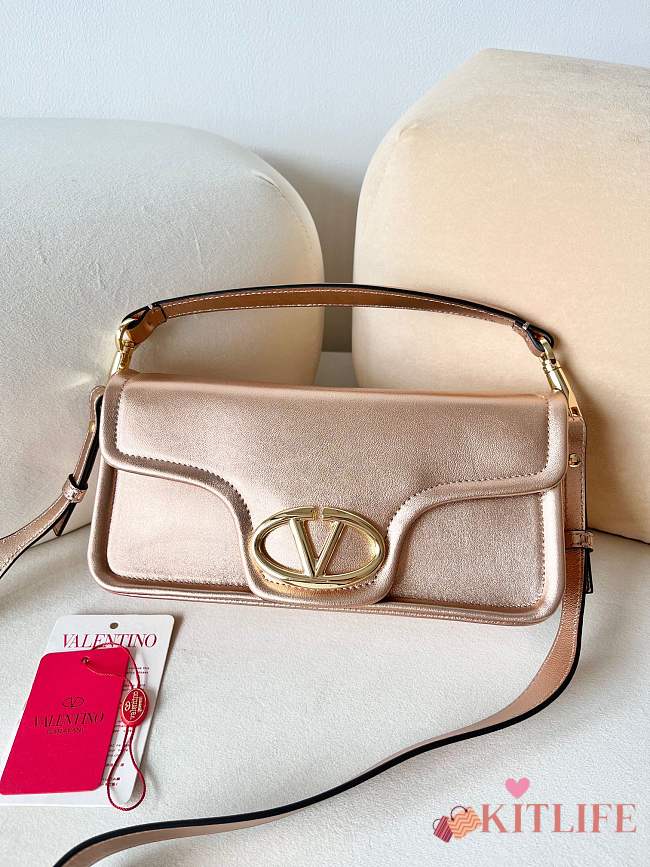 kitlife Valentino Garavani Mini Leather VLogo 1960 Cross-Body Bag Rose gold - 26 x 13 x 9 cm - 1