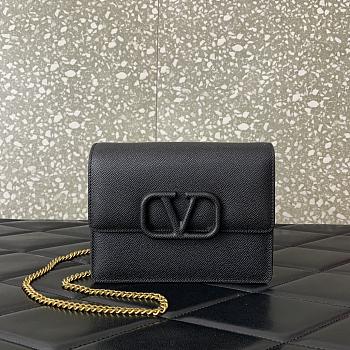 kitlife Valentino Garavani VLogo Signature grainy calfskin wallet with chain black - 17.5x8x13cm