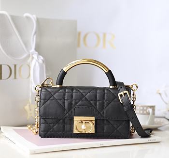 Kitlife Dior Ange Macrocannage Calfskin Mini Shoulder Bag Black - 20x12x5 cm