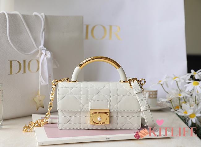 Kitlife Dior Ange Macrocannage Calfskin Mini Shoulder Bag white - 20x12x5 cm - 1