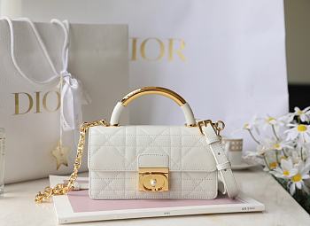 Kitlife Dior Ange Macrocannage Calfskin Mini Shoulder Bag white - 20x12x5 cm