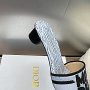 Kitlife Dior Dway Heeled Slide Blue and White Embroidered Cotton 3.5cm - 5