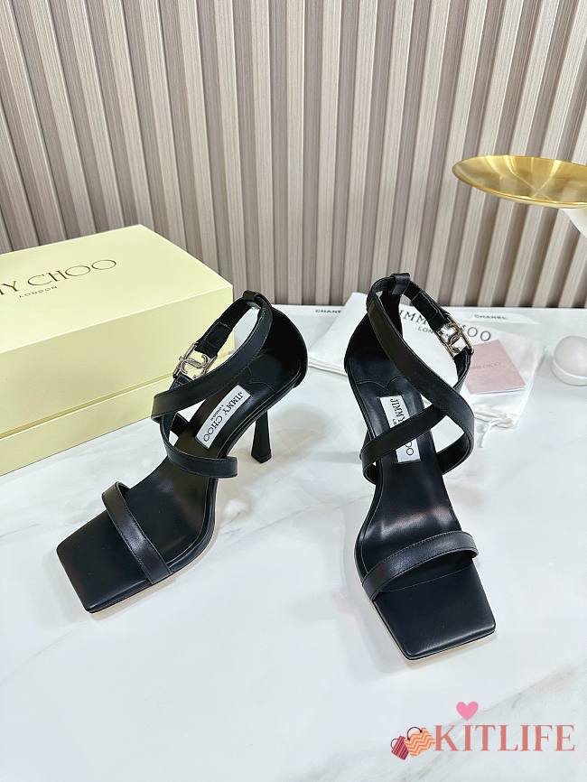 kitlife JIMMY CHOO Jessica 100 Leather Sandal In Black - 1