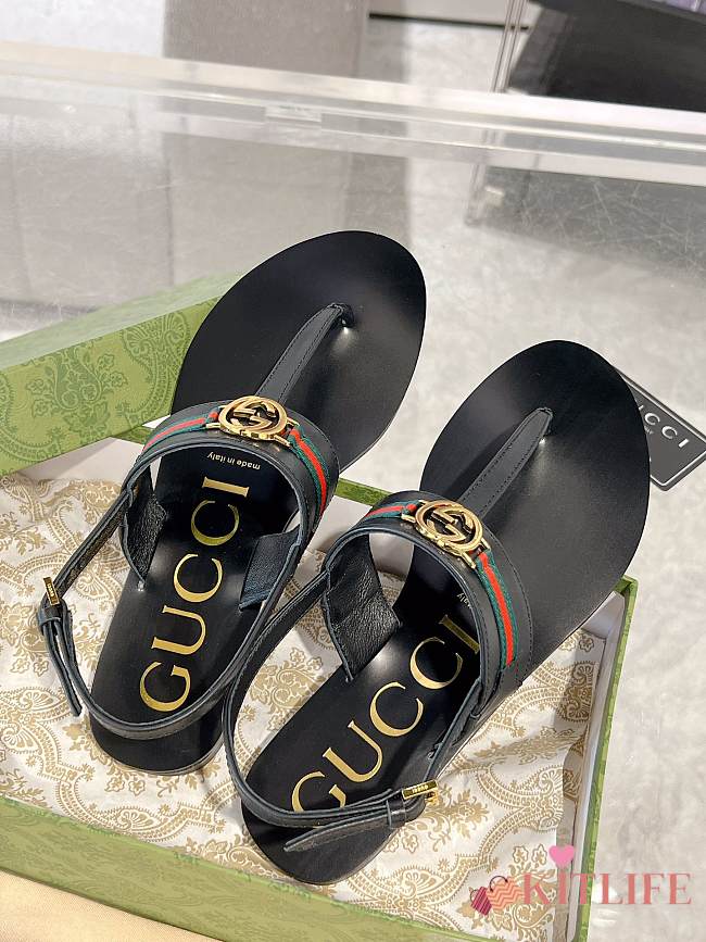 kitlife Gucci Women's Interlocking G Web sandal black - 1