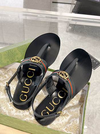 kitlife Gucci Women's Interlocking G Web sandal black