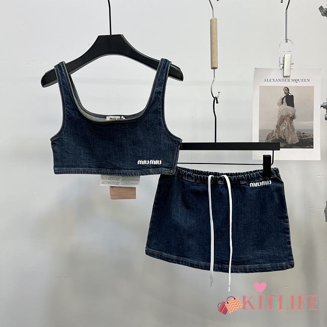 kitlife Miu Miu Women's Blue Shirts+tan top - 1