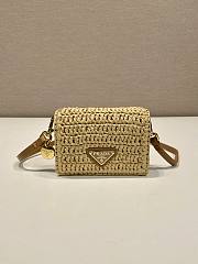 kitlife Prada Crochet Card Holder With Shoulder Strap beige - 11.5x8cm - 1