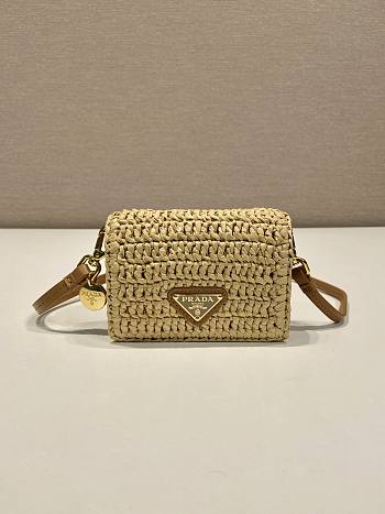 kitlife Prada Crochet Card Holder With Shoulder Strap beige - 11.5x8cm