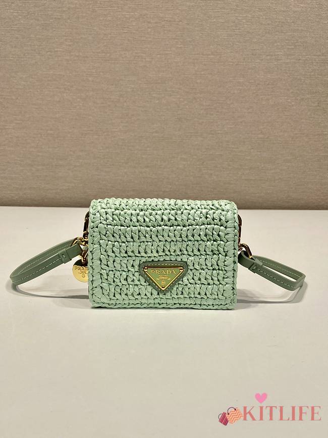 kitlife Prada Crochet Card Holder With Shoulder Strap green - 11.5x8cm - 1