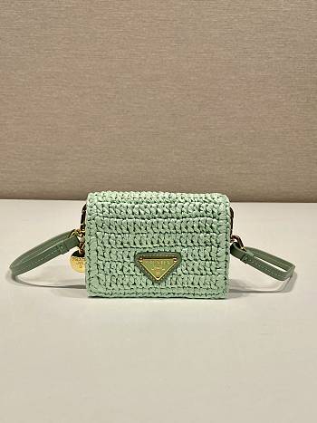 kitlife Prada Crochet Card Holder With Shoulder Strap green - 11.5x8cm