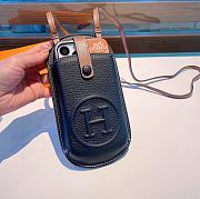 kitlife hermes Letter H leather Adjustable Strap mobile phone storage bag black -21x10 cm - 5