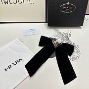 Prada Women's Black Triangle-Logo Velvet Hair Clip - 1