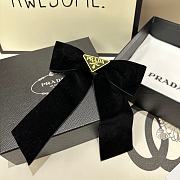 Prada Women's Black Triangle-Logo Velvet Hair Clip - 2