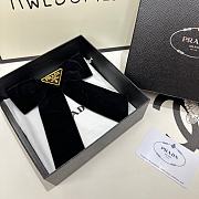 Prada Women's Black Triangle-Logo Velvet Hair Clip - 5