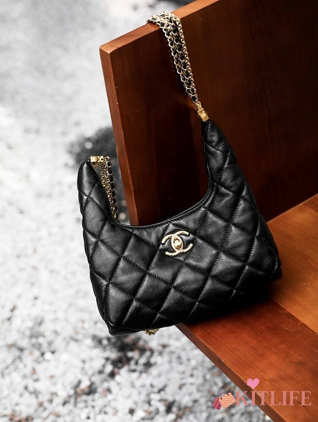 kitlife Chanel hobo black bag - 20cm - 1