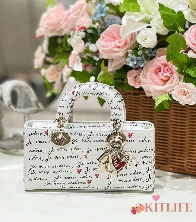 kitlife Dior lady joy white bag -22x12x6cm - 1