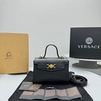 kitlife Versace Black Leather Mini Top Handle Handbag - 