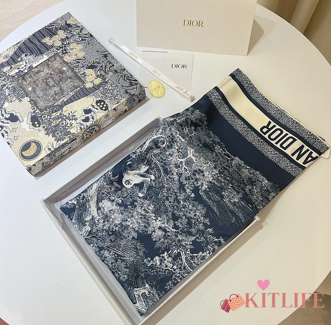 Dior Toile De Jouy Sauvage 70 Square Scarf blue and Gray Silk Twill - 90x90cm - 1