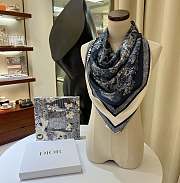 Dior Toile De Jouy Sauvage 70 Square Scarf blue and Gray Silk Twill - 90x90cm - 5