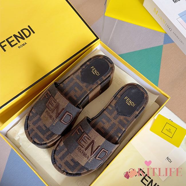 Kitlife fendi slides brown sunshine - 1