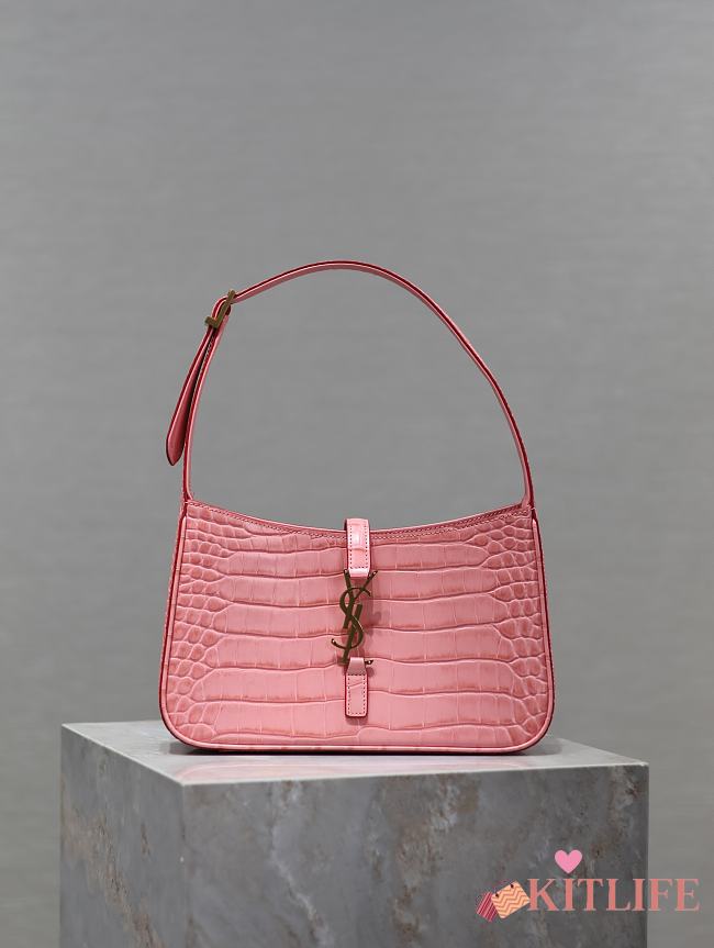 Kitlife Saint Laurent Women's pink Ysl Croc Hobo Bag - 25x14x6 cm - 1