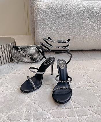 kitlife René Caovilla Cleo Sandal With Black And Silver Crystals 105