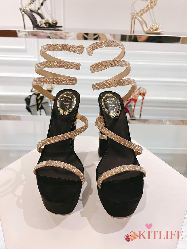 René Caovilla Cleo heels 155mm platform sandals black - gold - 1