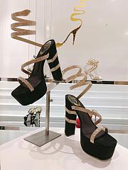 René Caovilla Cleo heels 155mm platform sandals black - gold - 3