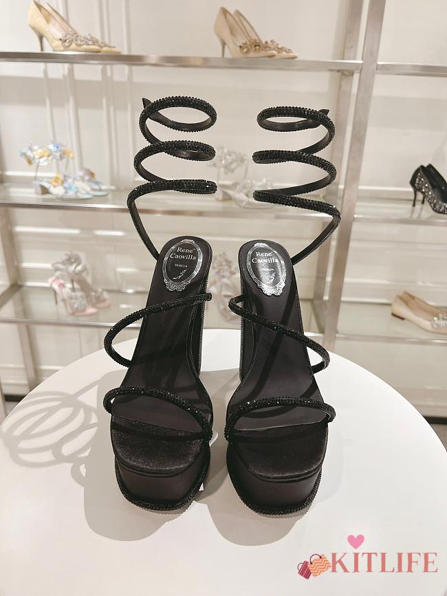 René Caovilla Cleo heels 155mm platform sandals black - 1