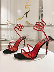 RENÉ CAOVILLA Cleo Snake-print Strass Ankle-wrap Sandals In Red Satin Light S heels - 5