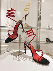 RENÉ CAOVILLA Cleo Snake-print Strass Ankle-wrap Sandals In Red Satin Light S heels - 2