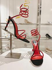 RENÉ CAOVILLA Cleo Snake-print Strass Ankle-wrap Sandals In Red Satin Light S heels - 3