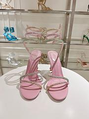 RENÉ CAOVILLA Cleo Snake-print Strass Ankle-wrap Sandals In pink Satin Light S heels - 1