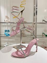 RENÉ CAOVILLA Cleo Snake-print Strass Ankle-wrap Sandals In pink Satin Light S heels - 6