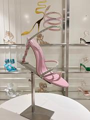 RENÉ CAOVILLA Cleo Snake-print Strass Ankle-wrap Sandals In pink Satin Light S heels - 5