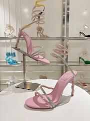 RENÉ CAOVILLA Cleo Snake-print Strass Ankle-wrap Sandals In pink Satin Light S heels - 4