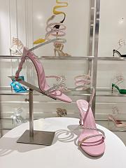 RENÉ CAOVILLA Cleo Snake-print Strass Ankle-wrap Sandals In pink Satin Light S heels - 2