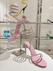 RENÉ CAOVILLA Cleo Snake-print Strass Ankle-wrap Sandals In pink Satin Light S heels - 3